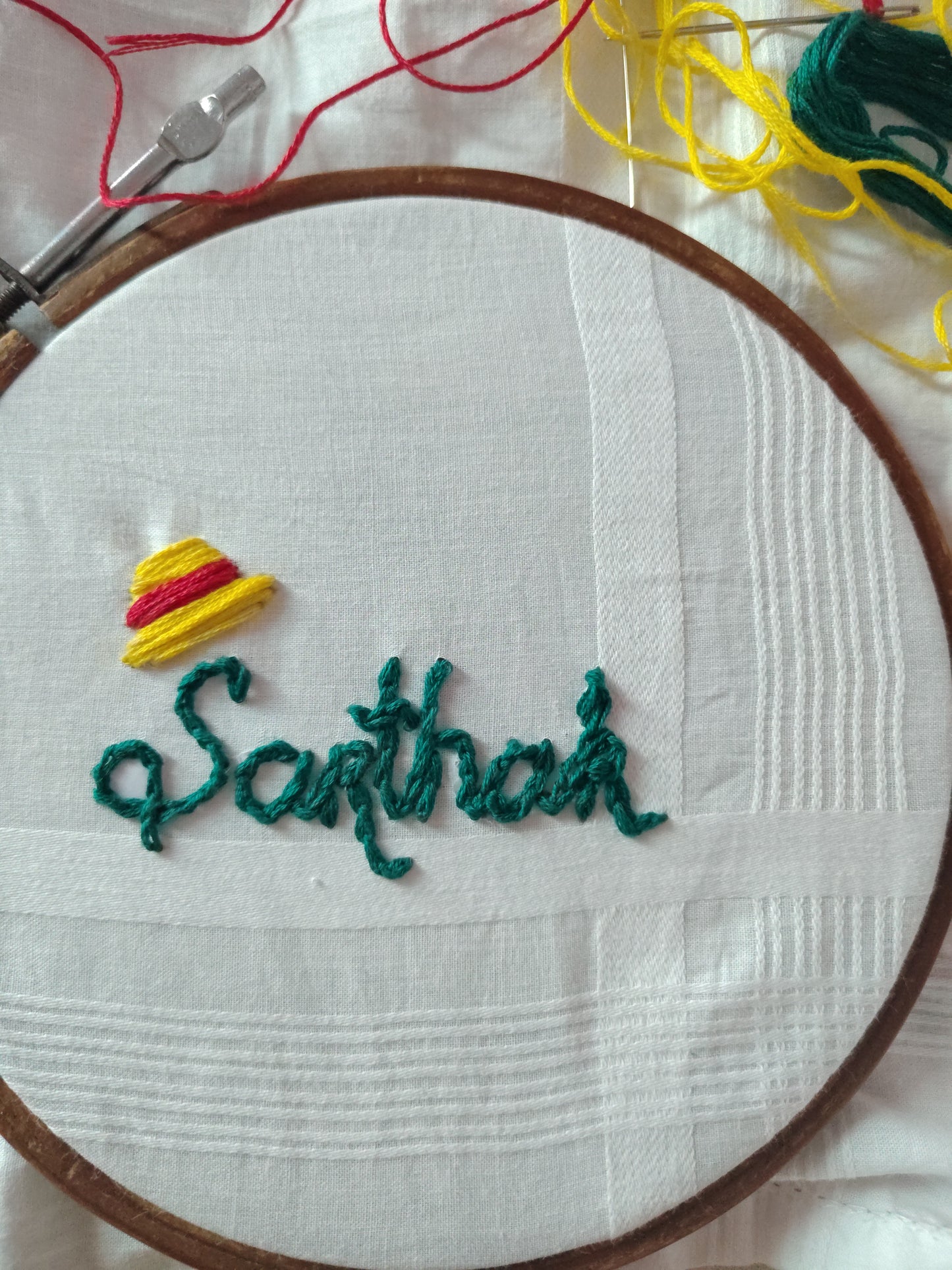 Personalized Hand Embroidered Handkerchief