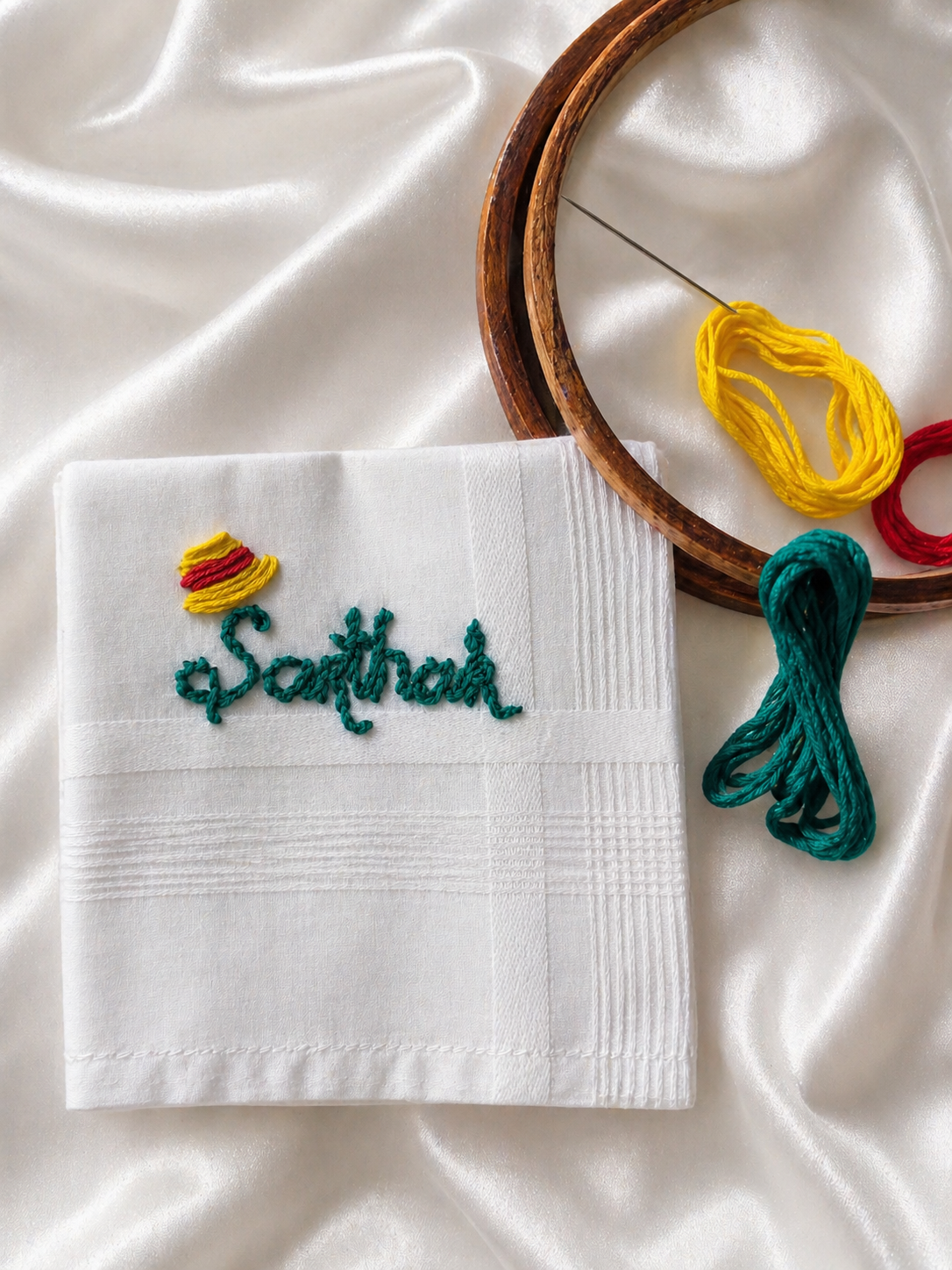 Personalized Hand Embroidered Handkerchief