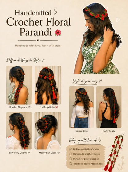 Handmade Crochet Floral Parandi