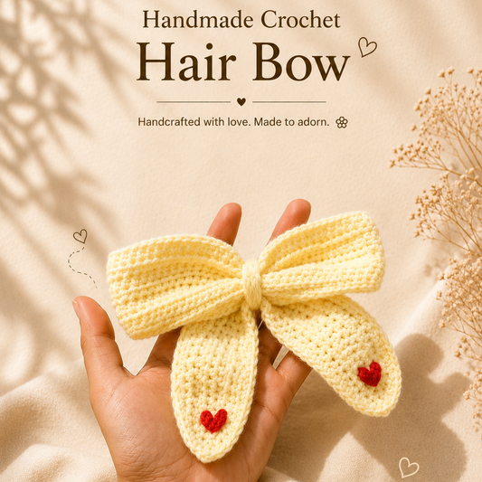 Embroidered Crochet Hair Bow