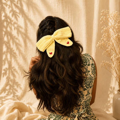 Embroidered Crochet Hair Bow