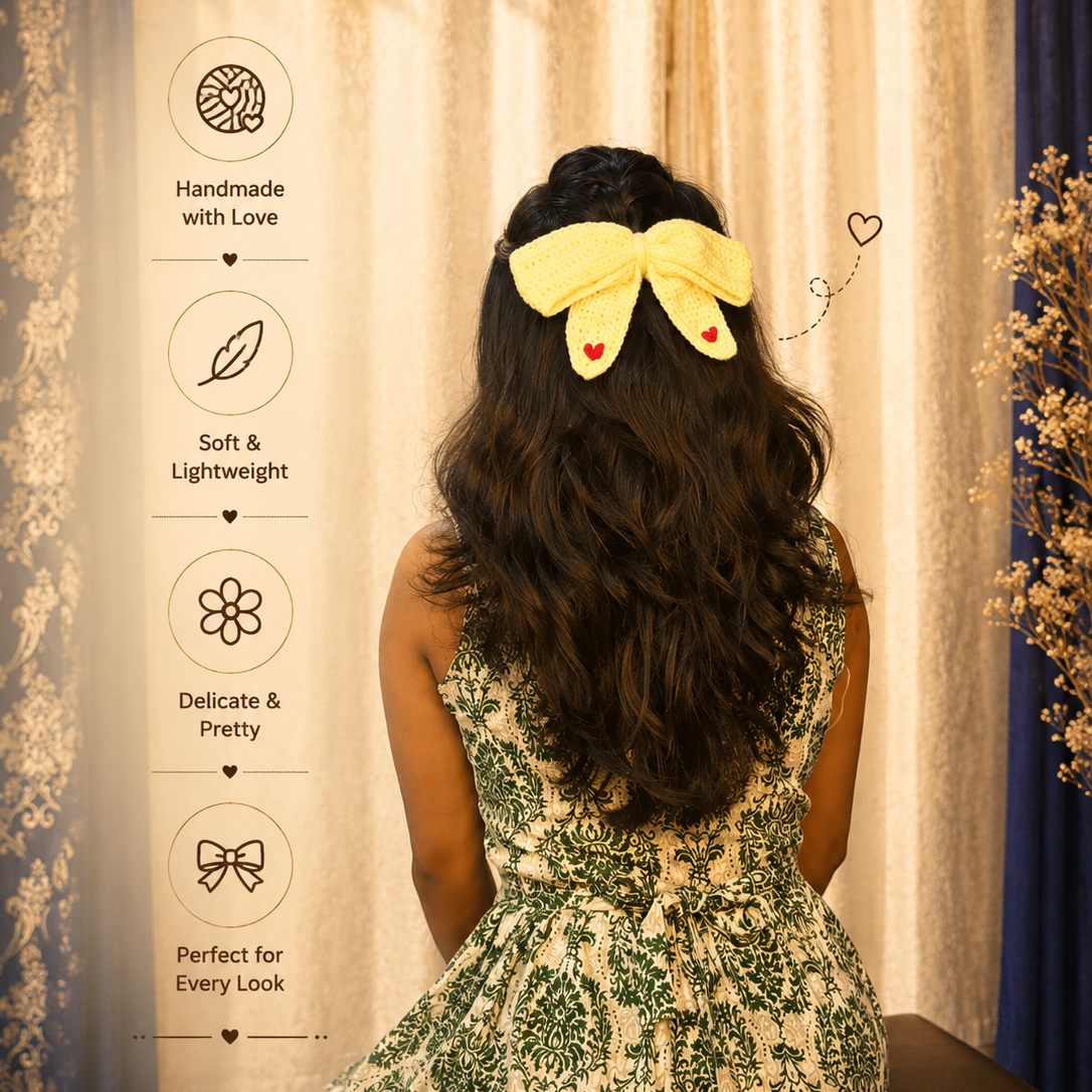 Embroidered Crochet Hair Bow