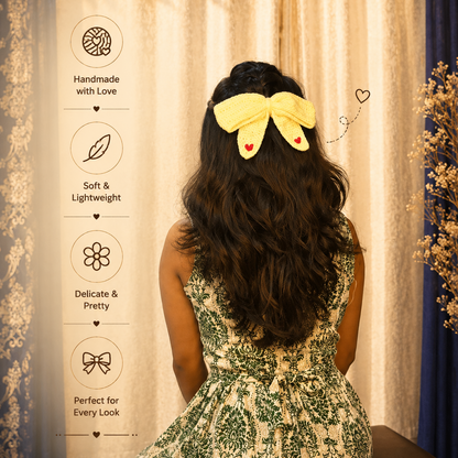 Embroidered Crochet Hair Bow