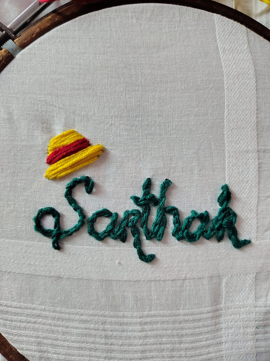 Personalized Hand Embroidered Handkerchief
